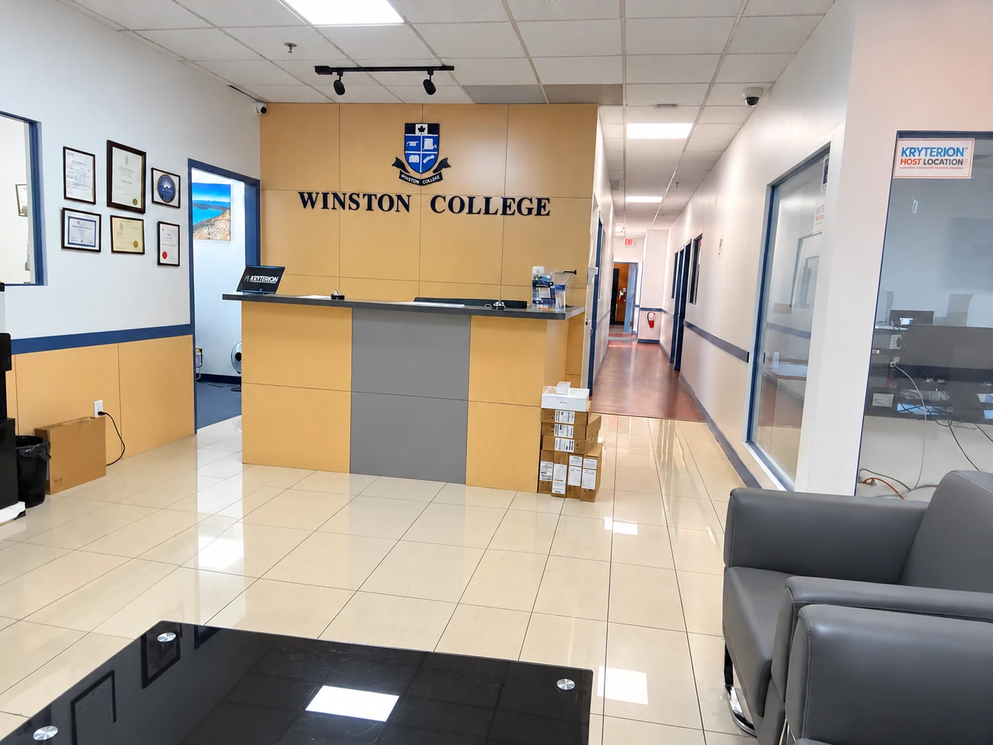 Winston College reception and front hallway